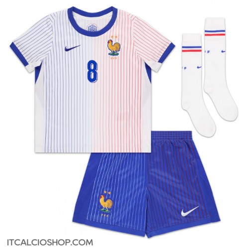 Francia Aurelien Tchouameni #8 Seconda Maglia Bambino Europei 2024 Manica Corta (+ Pantaloni corti)
